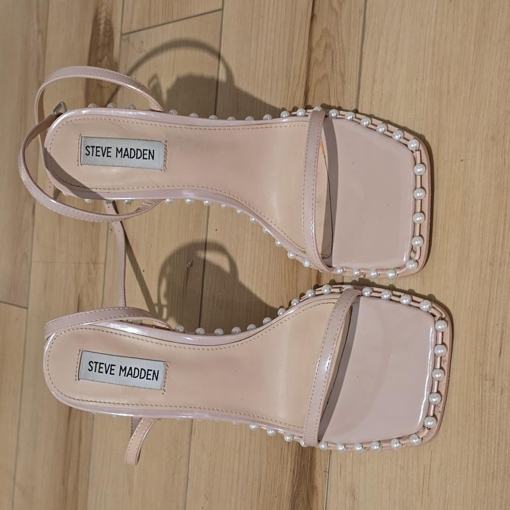 Steve Madden Pearl Bead Beige Heels 7.5